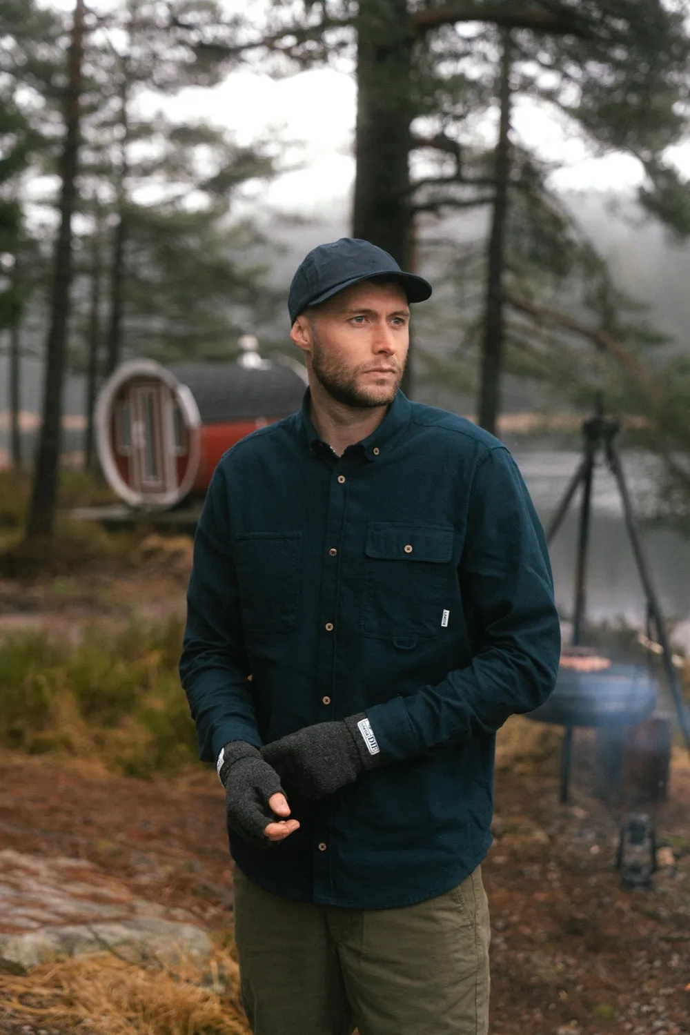 LAKOR Moleskin Hemd blueberry Bio-Baumwolle