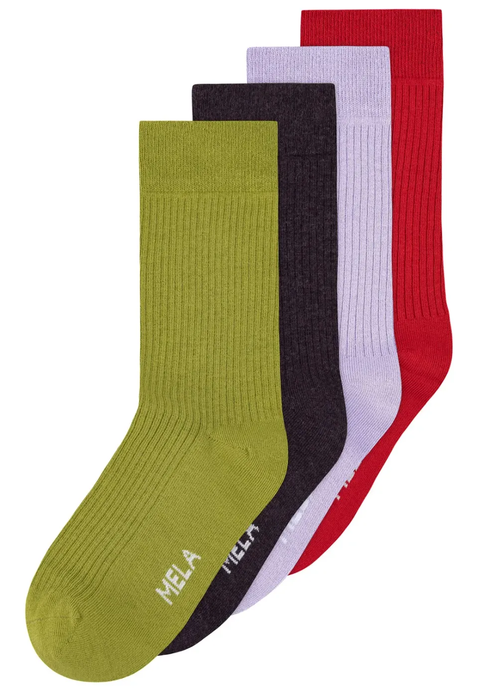 MELA Gerippte Socken 4 Paare weiß 39-42 Bio-Baumwolle