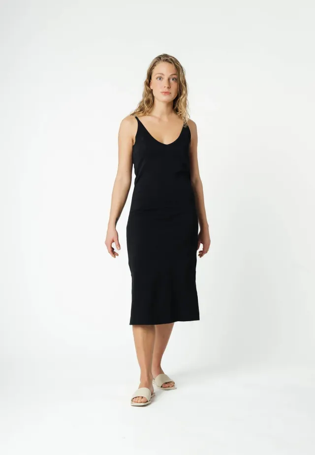 MELA Style SADHANA Midi Kleid dunkelblau aus Bio-Baumwolle