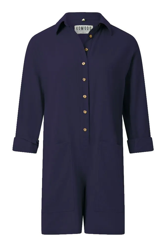 Komodo Tiff Playsuit Damen Navy Bio-Baumwolle 38