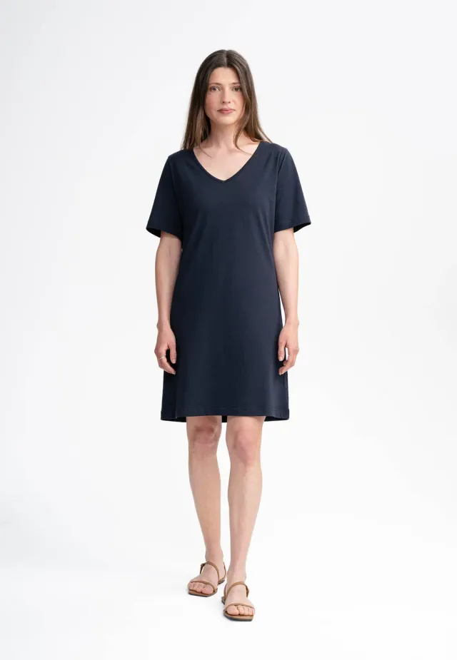 MELA JANITRA V-Neck Kleid schwarz Fairtrade Bio-Baumwolle