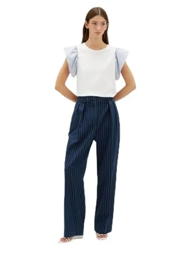 Motivi Palazzo Nadelstreifen-Denim Jeans weit gestreift