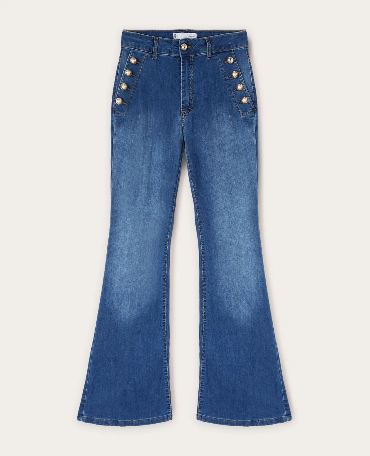 Motivi Flare-Jeans Knopf-Motiv Jeans blau