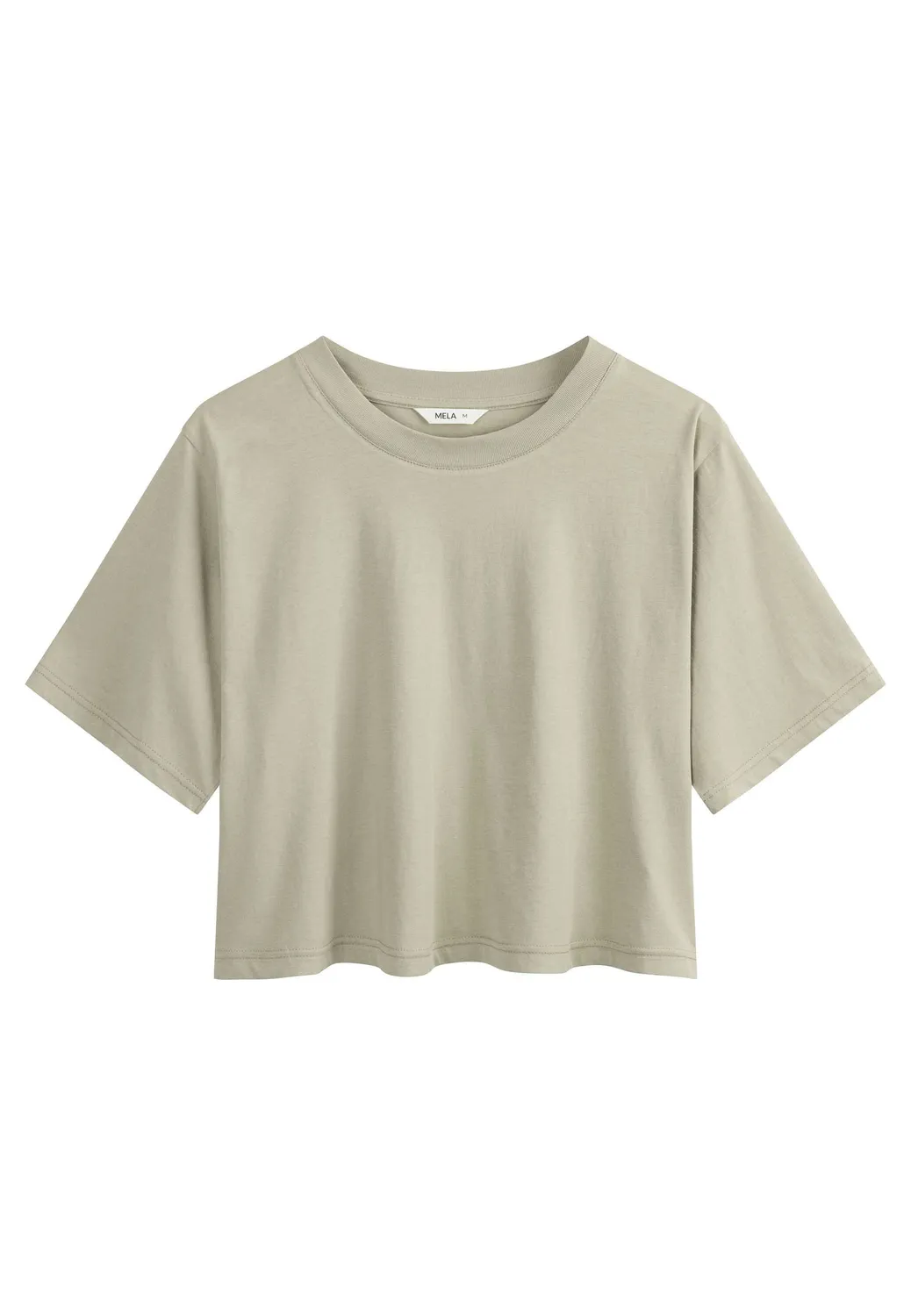 MELA DESNA Cropped T-Shirt weiß Bio-Baumwolle