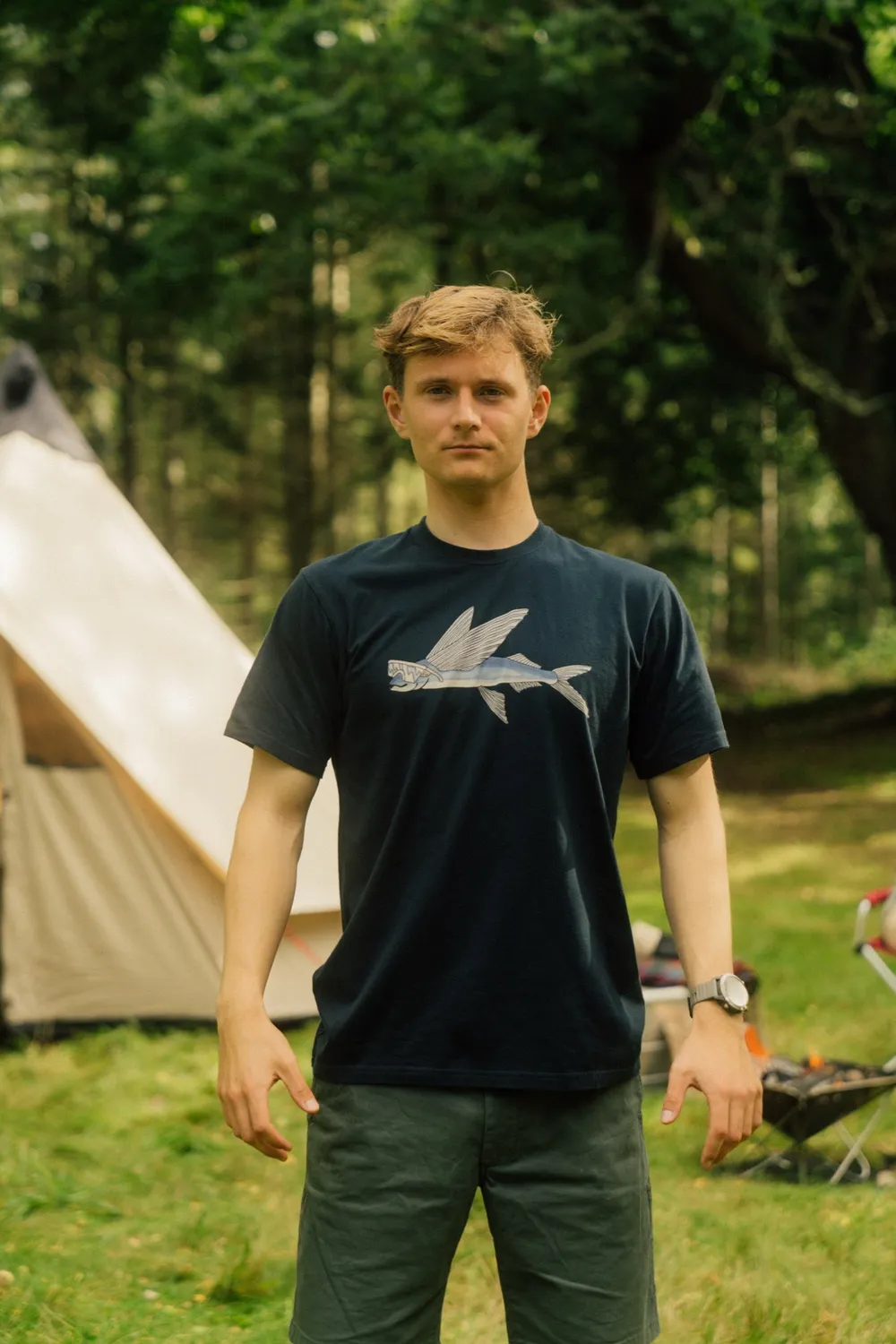 LAKOR Fly Fish T-Shirt Blueberry Bio-Baumwolle