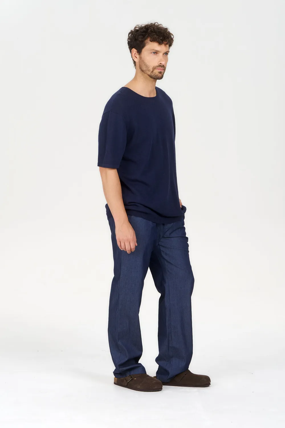 Komodo Walt T-Shirt Navy Ramie-Baumwolle