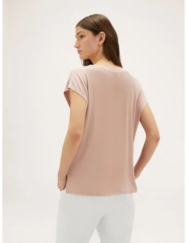 Motivi V-Ausschnitt T-Shirt Viskose Lurex-Bündchen