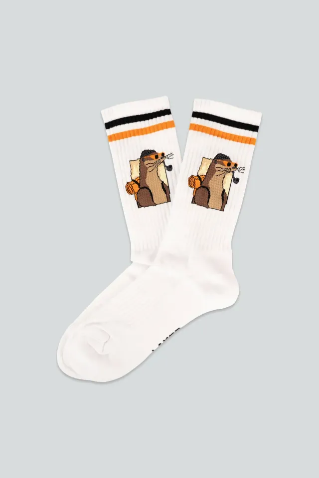 LAKOR Otter Æxplorer Socken Weiß Bio-Baumwolle 2 Größen