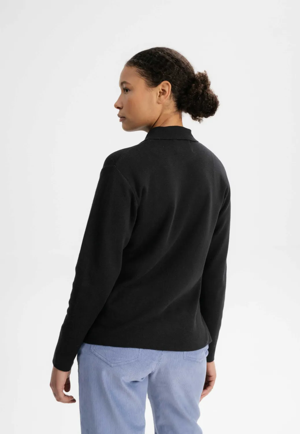 MELA ULUPI Feinstrick Cardigan schwarz Bio-Baumwolle
