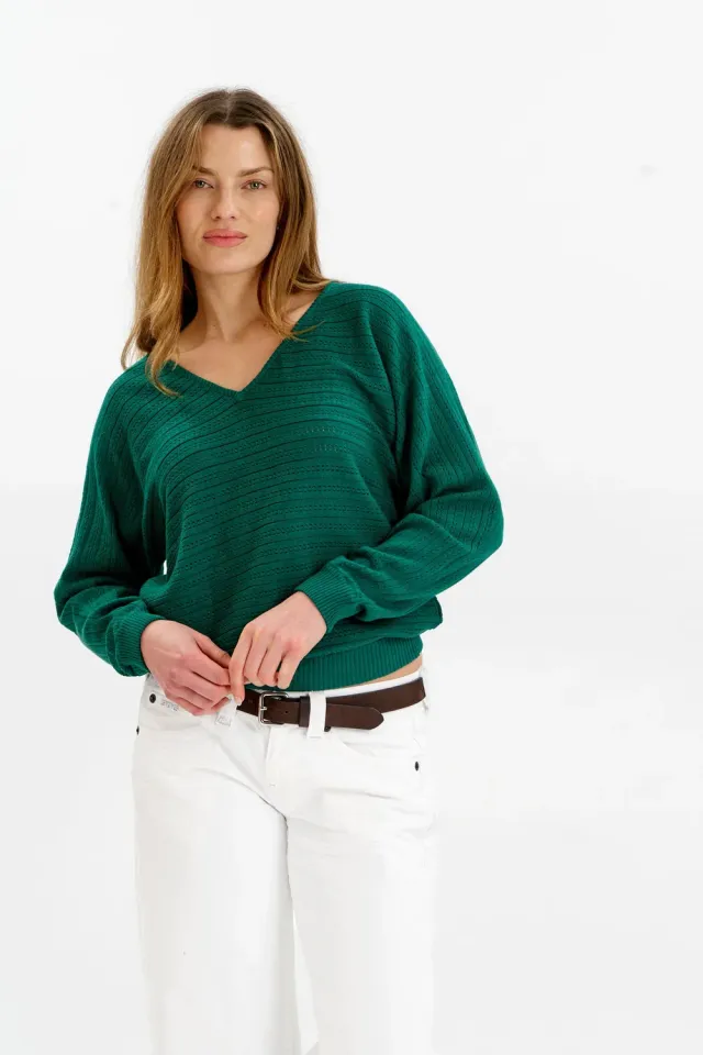 Komodo Pia Pullover Grün Gr. 38 Lochstrick