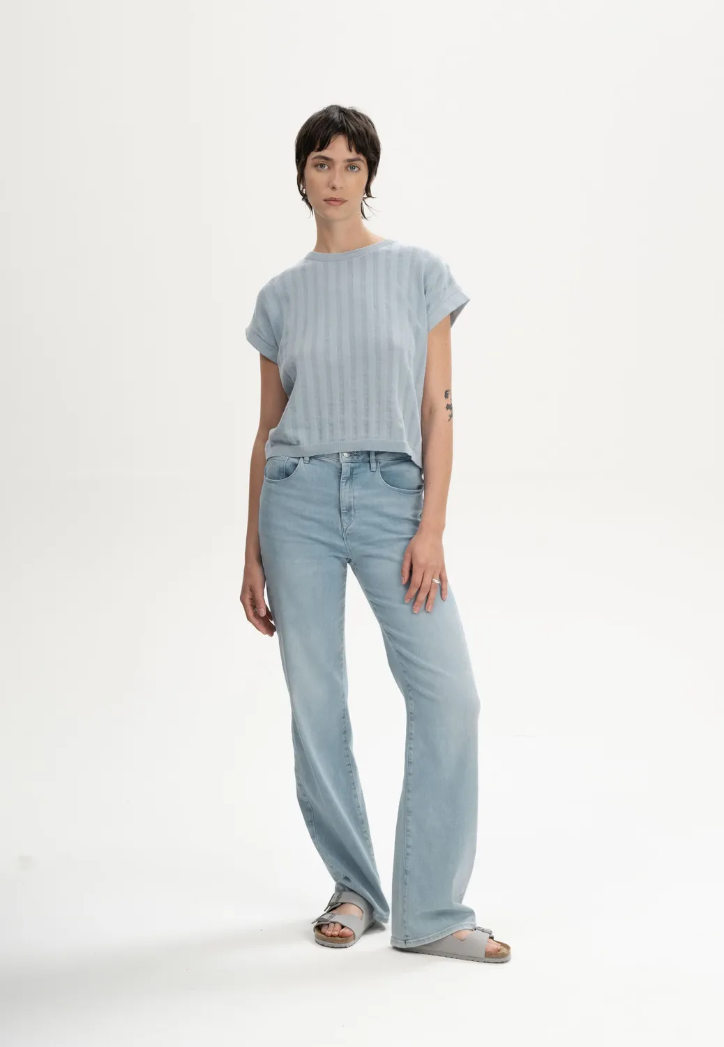 MELA BHARI Strick T-Shirt tiefsee aus Bio-Baumwolle