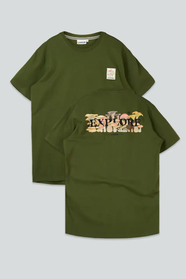 LAKOR Mushroom Forest T-Shirt Rifle Green Bio-Baumwolle