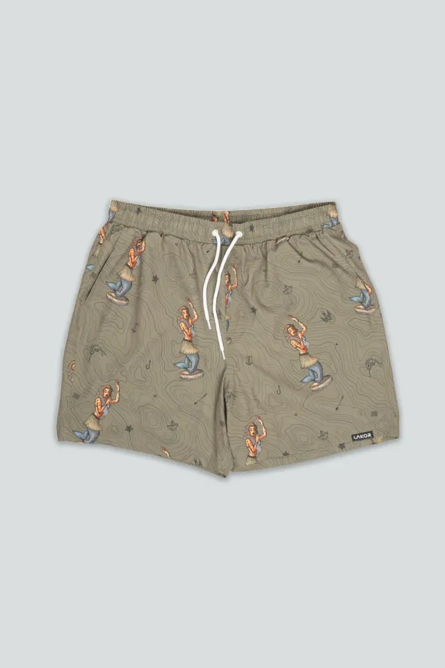 LAKOR Dashboard Hula Swim Shorts Deep Lichen Green