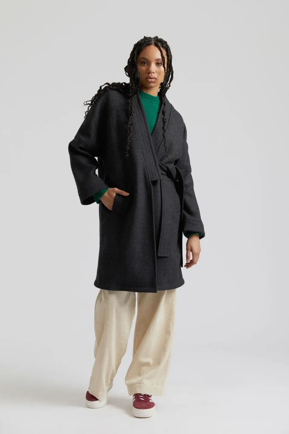 KOMODO KAIA Wollmantel charcoal Twill