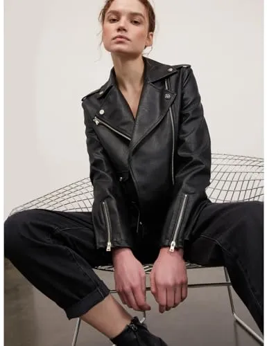 Motivi Bikerjacke in Leder-Optik Jacke mit Gürtel