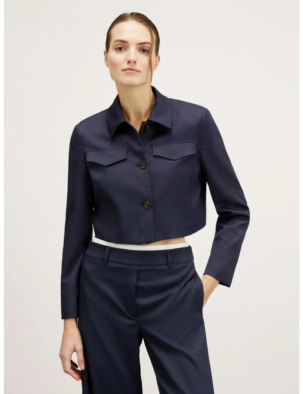 Motivi Cropped-Jacke Patten Canvas Kontrastfutter