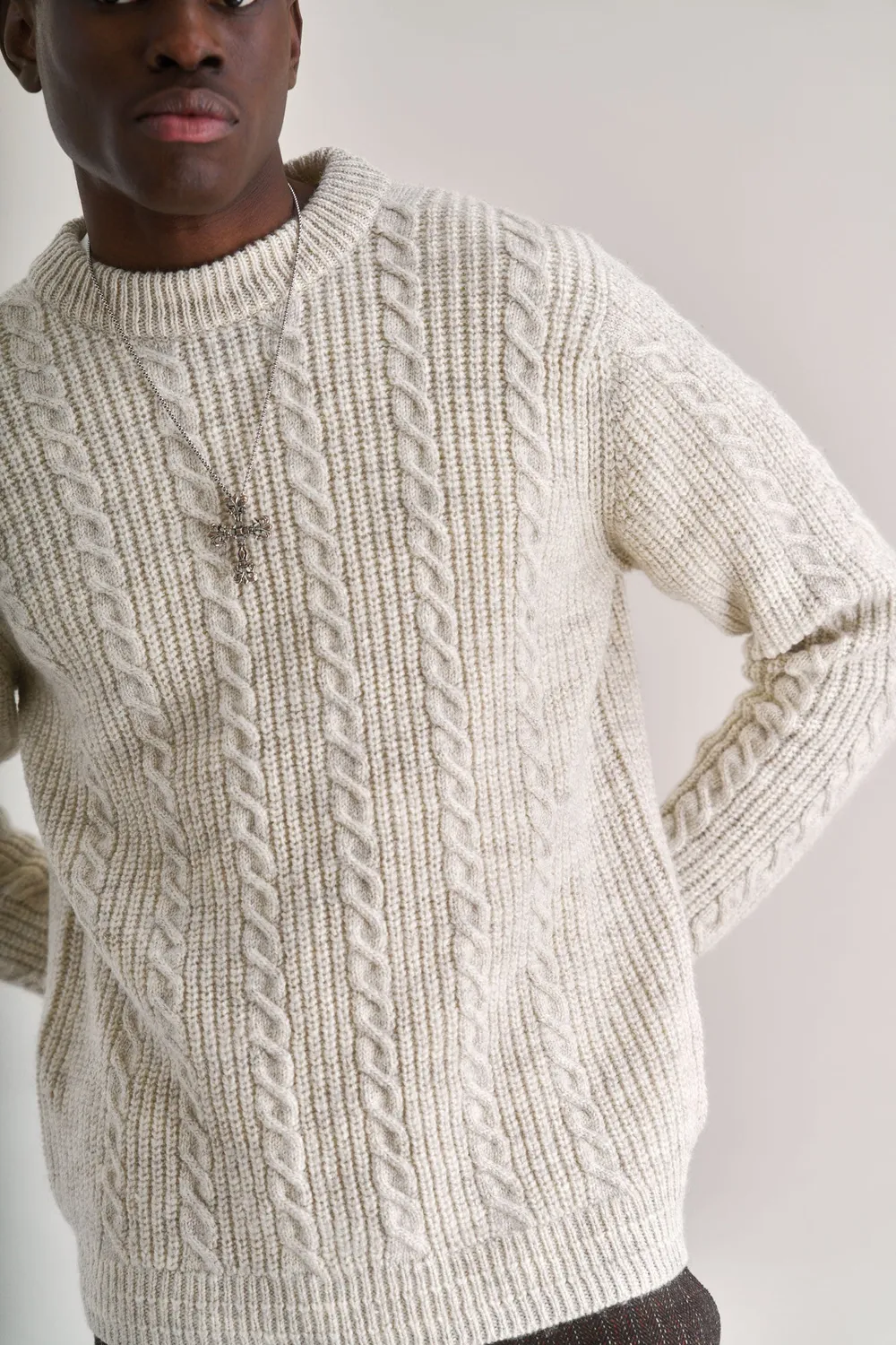 Komodo Cable Pullover Herren Natural Lammwolle