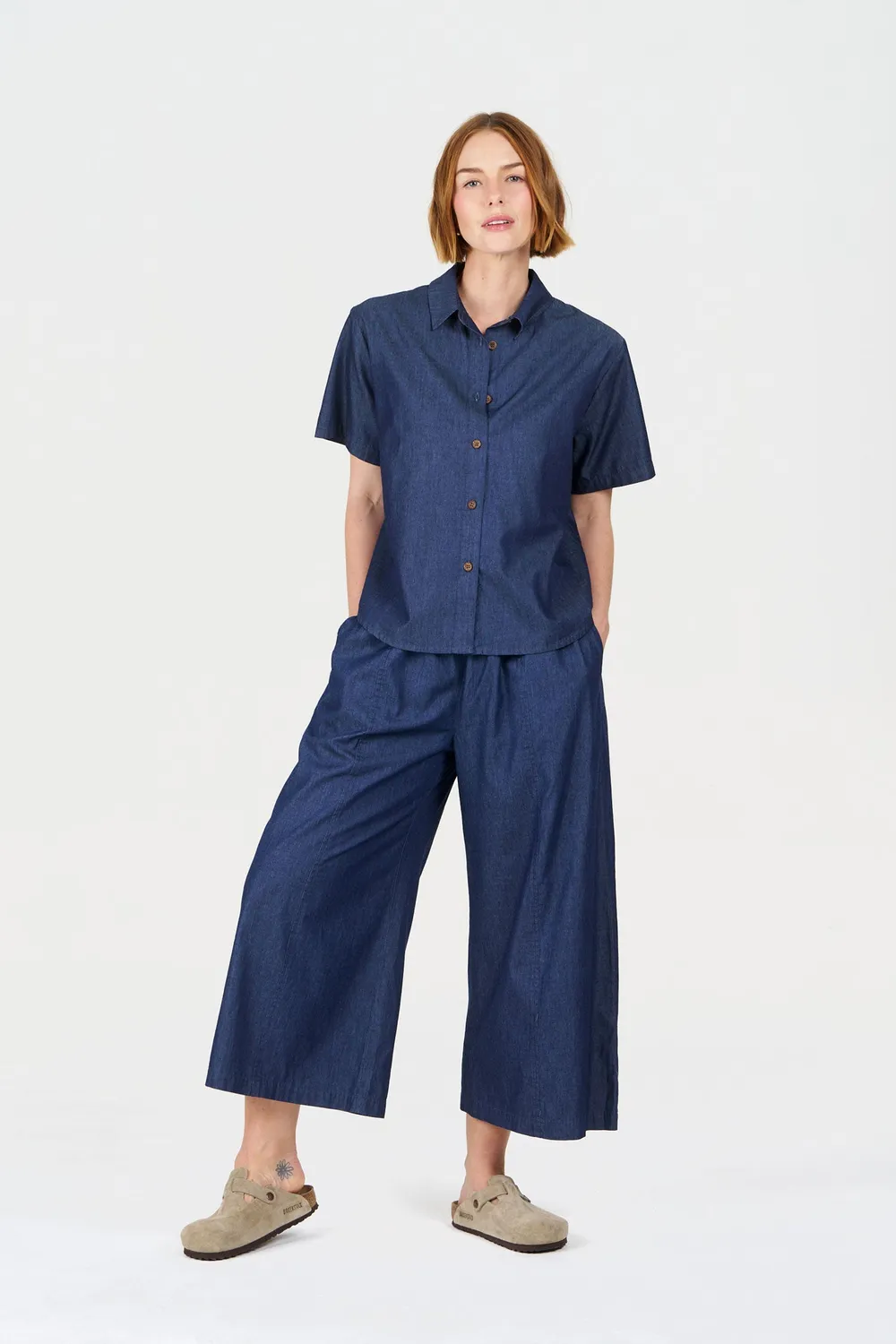 Komodo Polly Top Midwash Bio-Baumwolle Denim-Optik