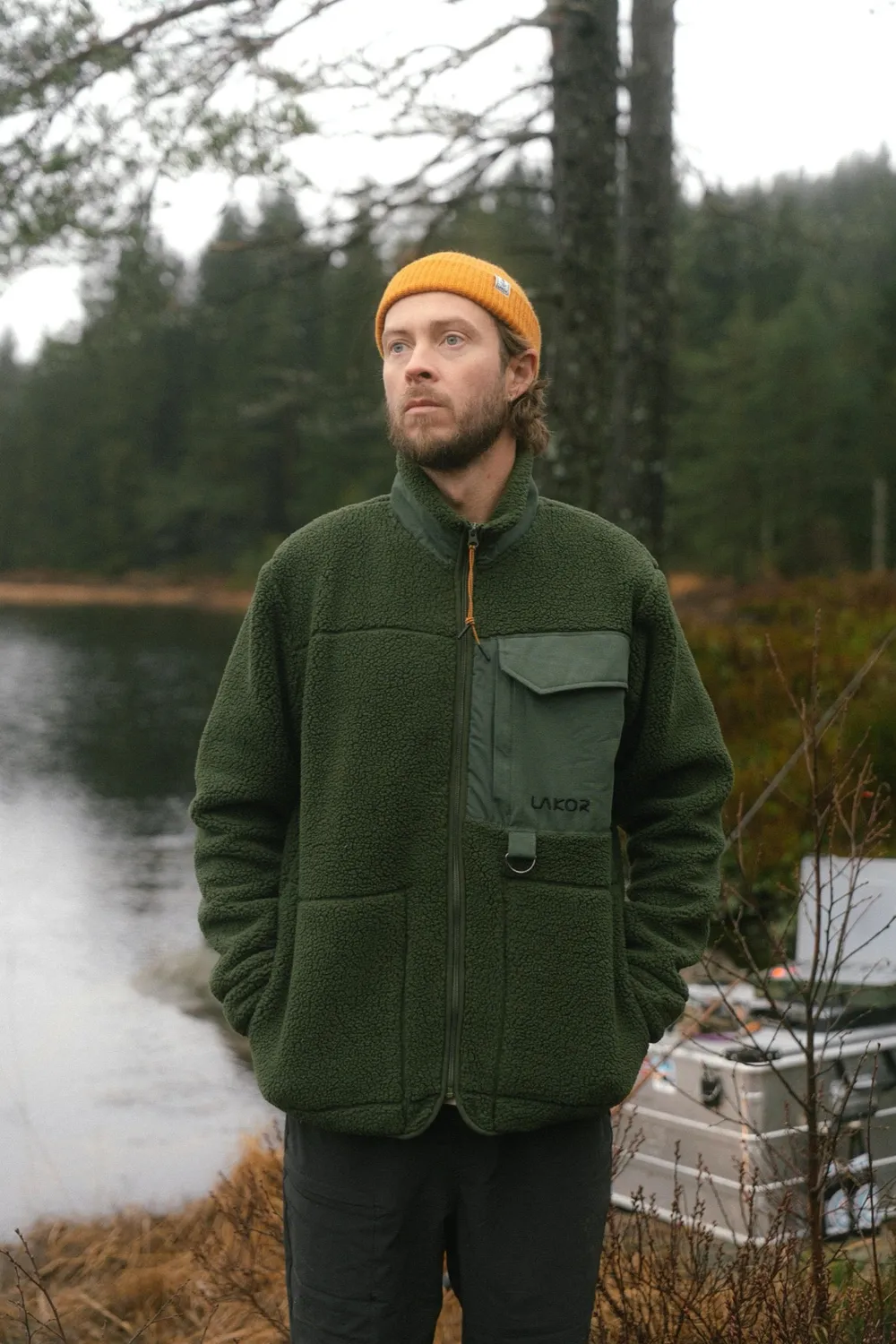 LAKOR Bear Sherpa Jacke Rifle Green Fleece