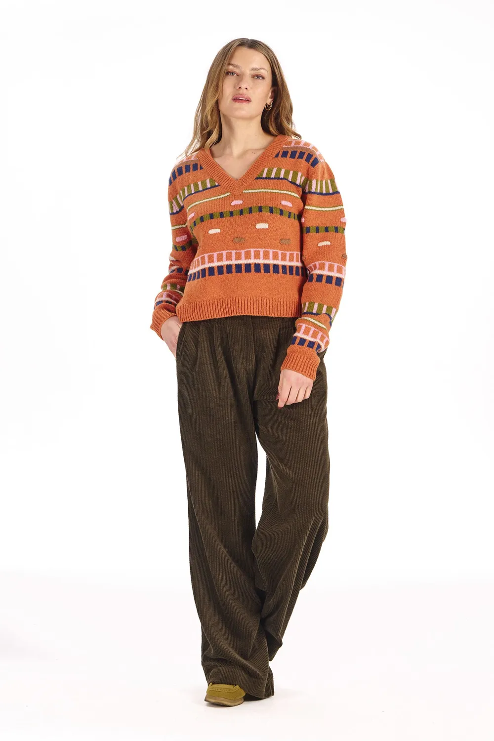 Komodo Lola Cordhose Khaki Bio-Baumwolle 40