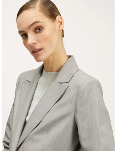 Motivi Blazer Lurex-Nadelstreifen Lang-Blazer 1-Knopf