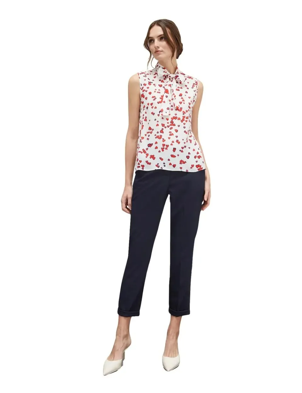Motivi Spring Summer 24 Top Herzdruck Viskose-Krepp
