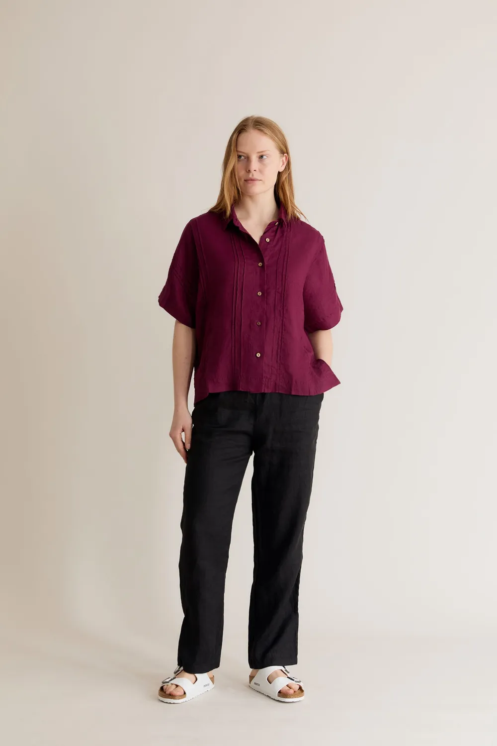 Komodo Kimono Hemd Berry Leinen