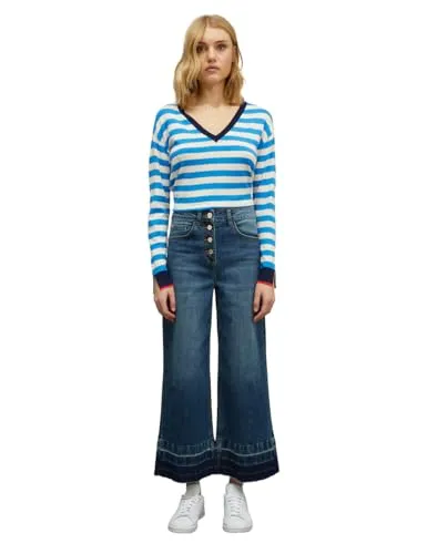 Motivi Weite Cropped Jeans mit Saum-Motiv Jeans mittelblau