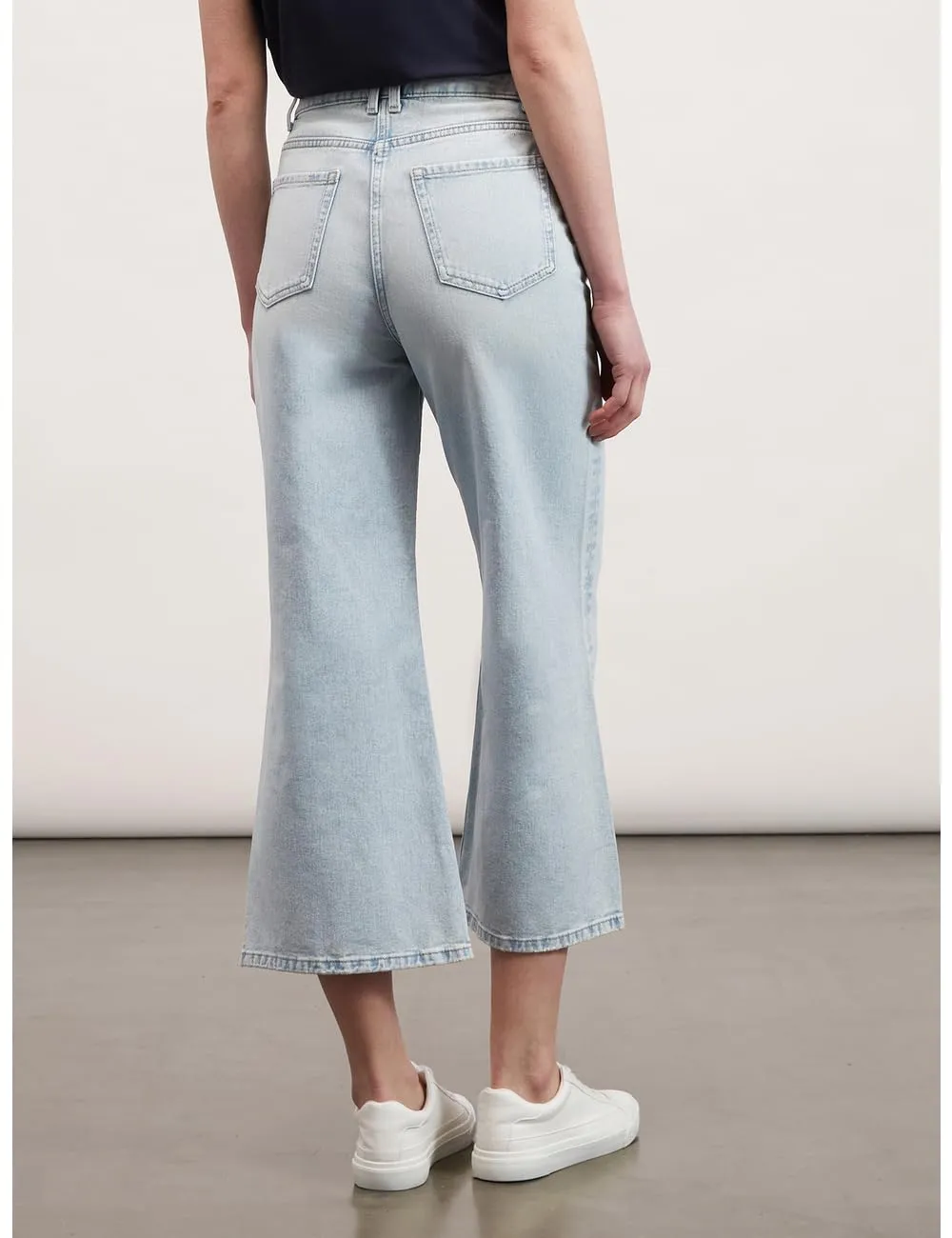 Motivi Cropped-Jeans Wide-Leg Hellblau Baumwoll-Denim