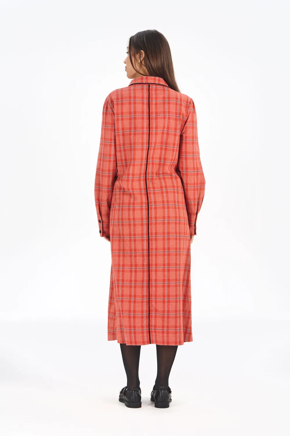 KOMODO SERINA Kleid Rot Karo Bio-Baumwolle