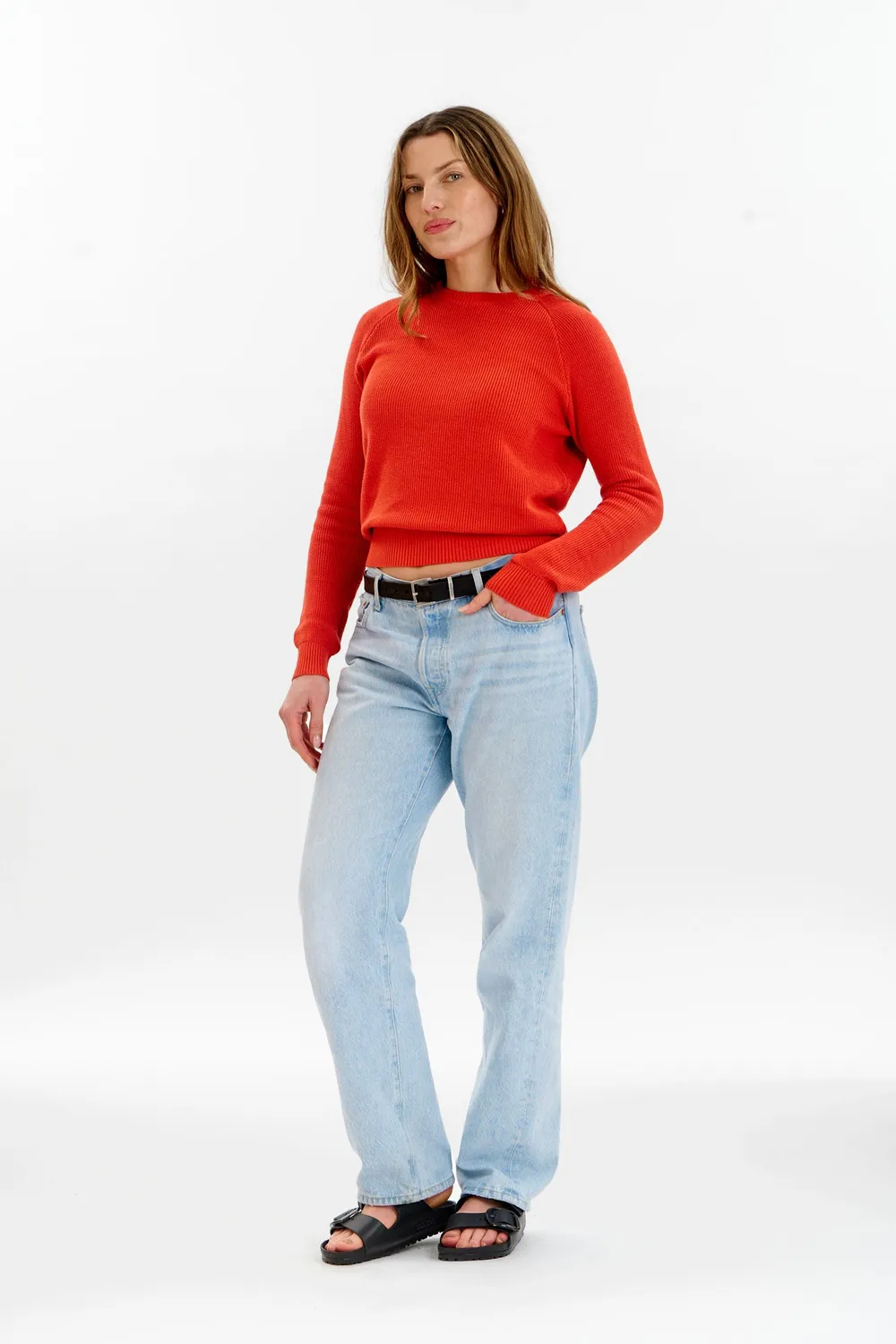 KOMODO FOG Pullover Rot Bio-Baumwolle Waffel