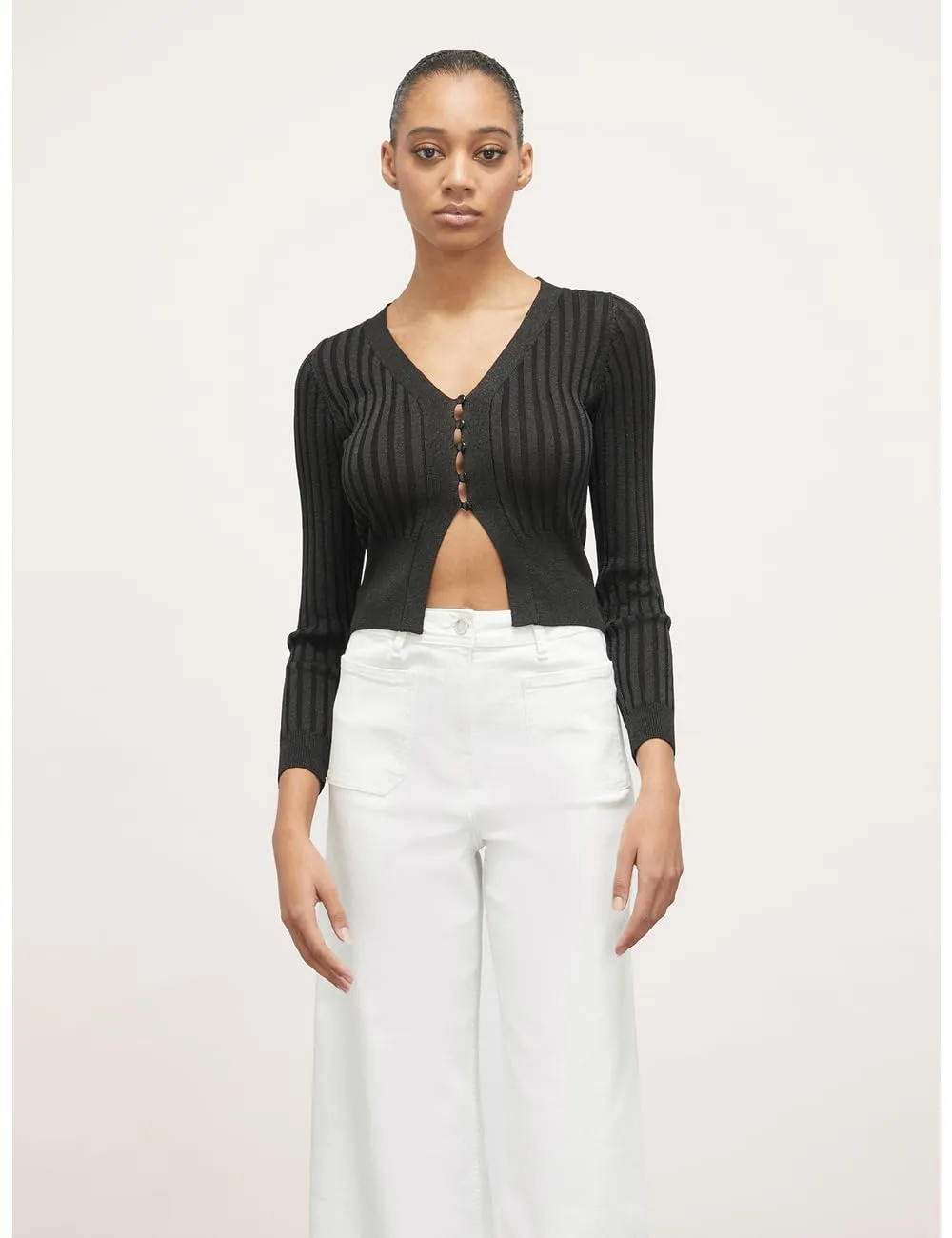 Motivi Ripp-Cardigan kurz Lurex Cardigan mit Knöpfen