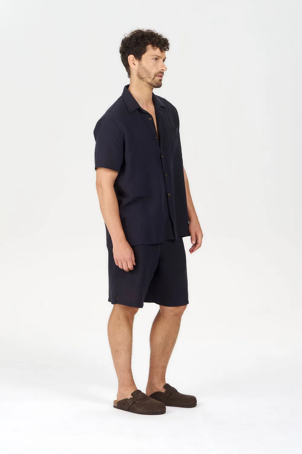 Komodo Loyle Hemd Navy Tencel-Leinen Herren