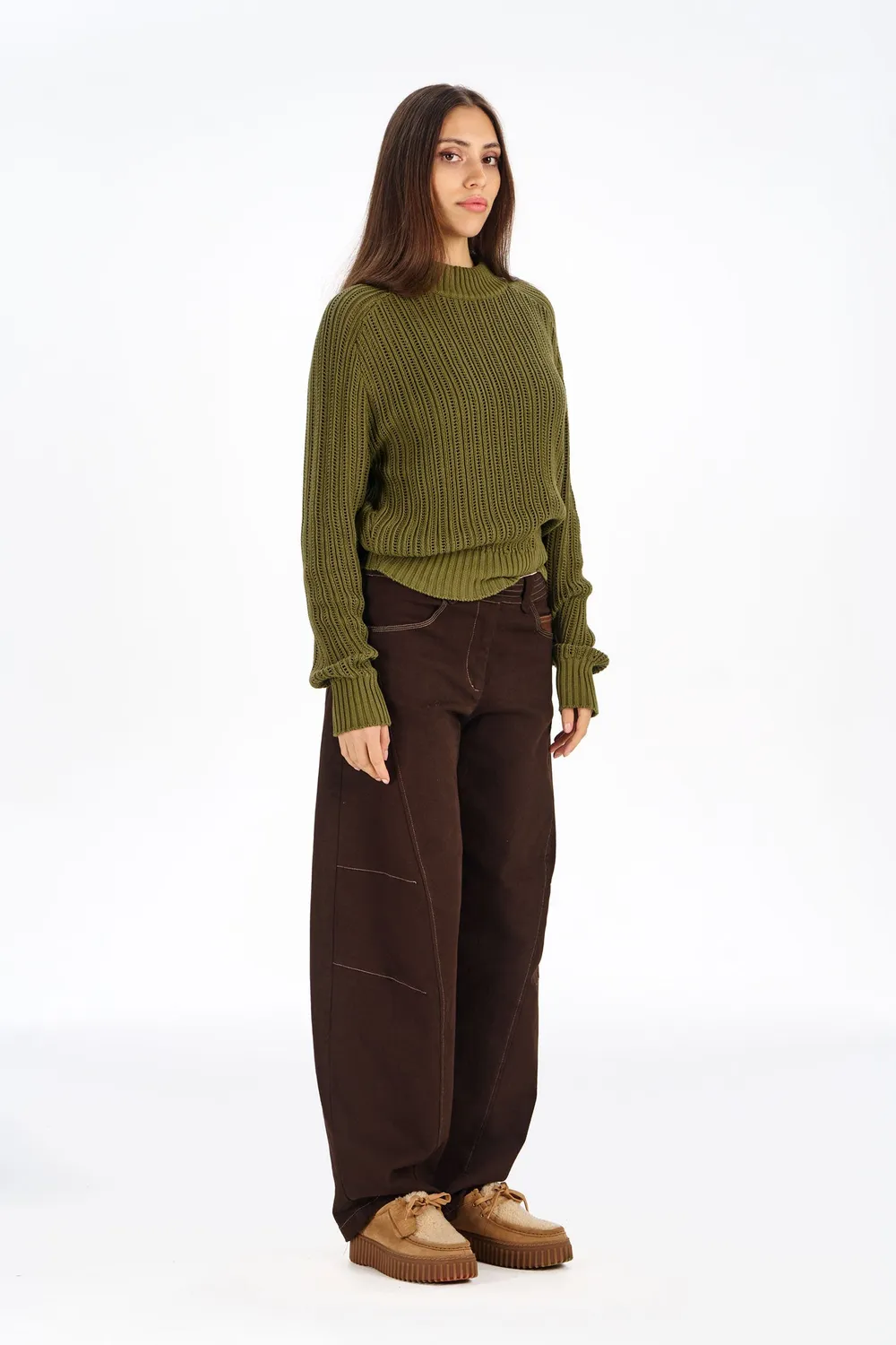 KOMODO AMELIA Barrel-Leg Hose Chocolate Bio-Baumwolle
