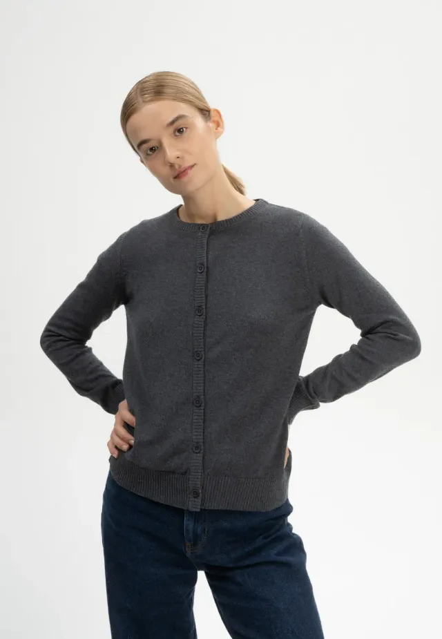 MELA NAMEEN Cardigan anthrazit melange aus Bio-Baumwolle