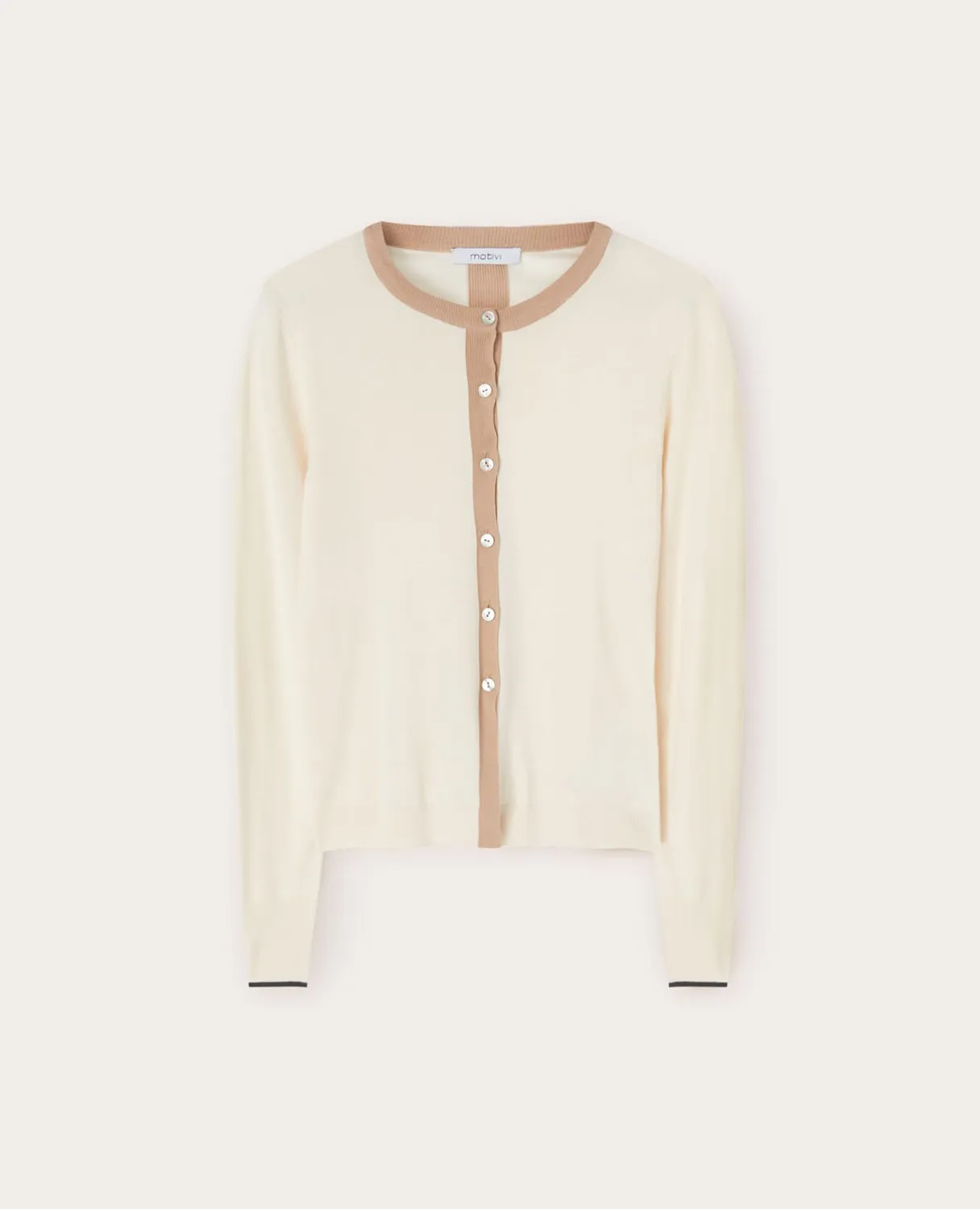 Motivi Basic-Cardigan mit Kontrastbürdüre Cardigan Viskose