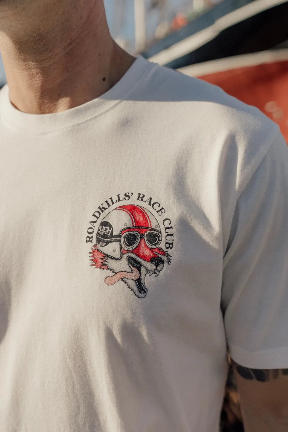 LAKOR Roadkills Race Club T-Shirt Star White Bio-Baumwolle