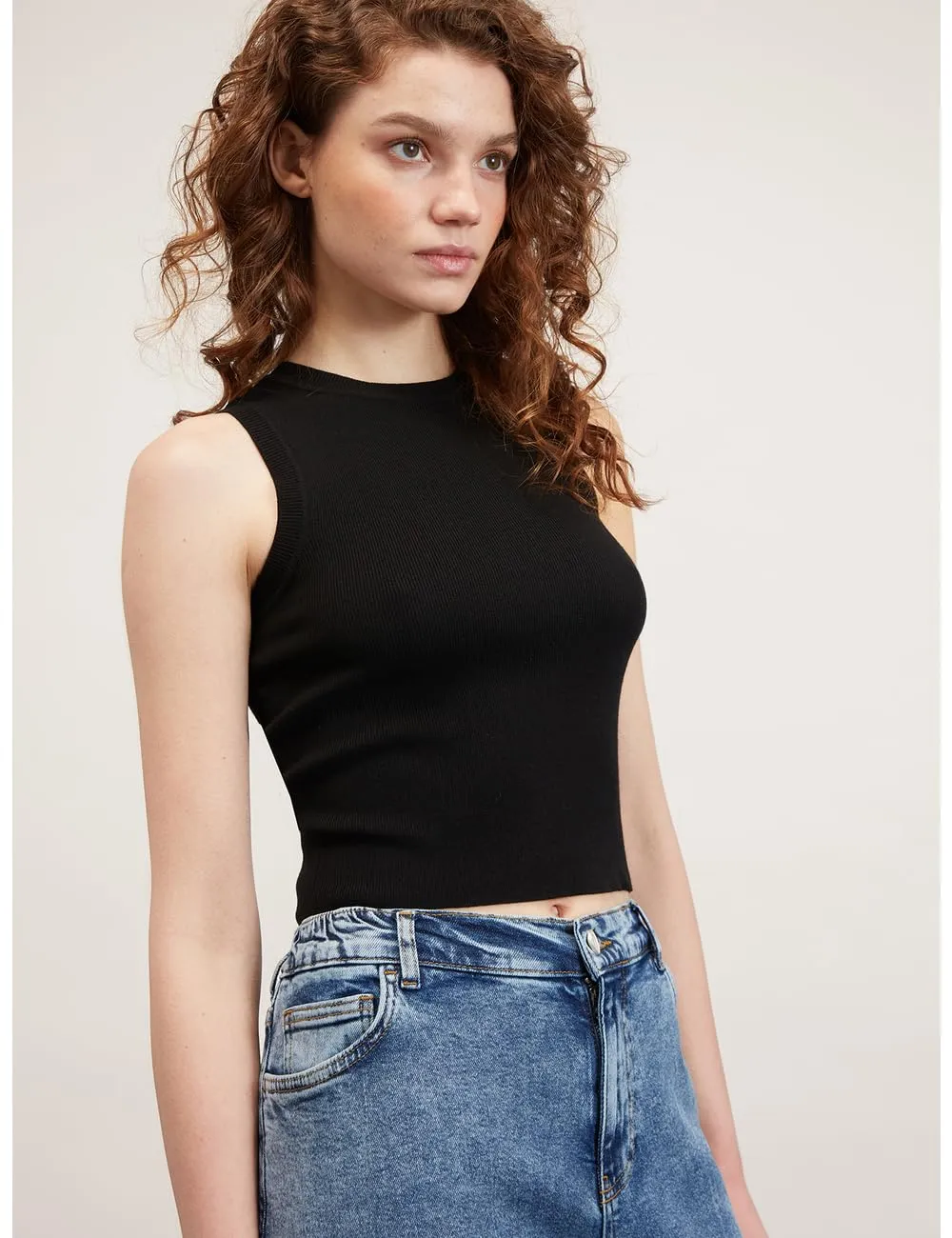 Motivi Spring Summer 24 Top Rippenstrick Rundhals ärmellos