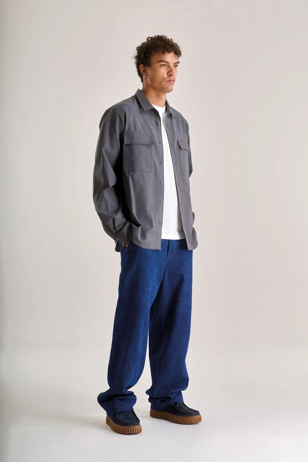 KOMODO ARC Overshirt Hemd Grau Bio-Baumwolle Tencel