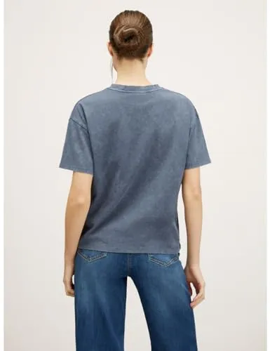 Motivi Oversize T-Shirt Aufdruck Acid Wash Baumwolle