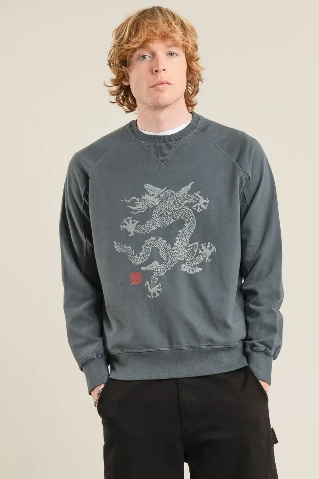 Komodo Dragon Sweatshirt Washed Black aus Bio-Baumwolle