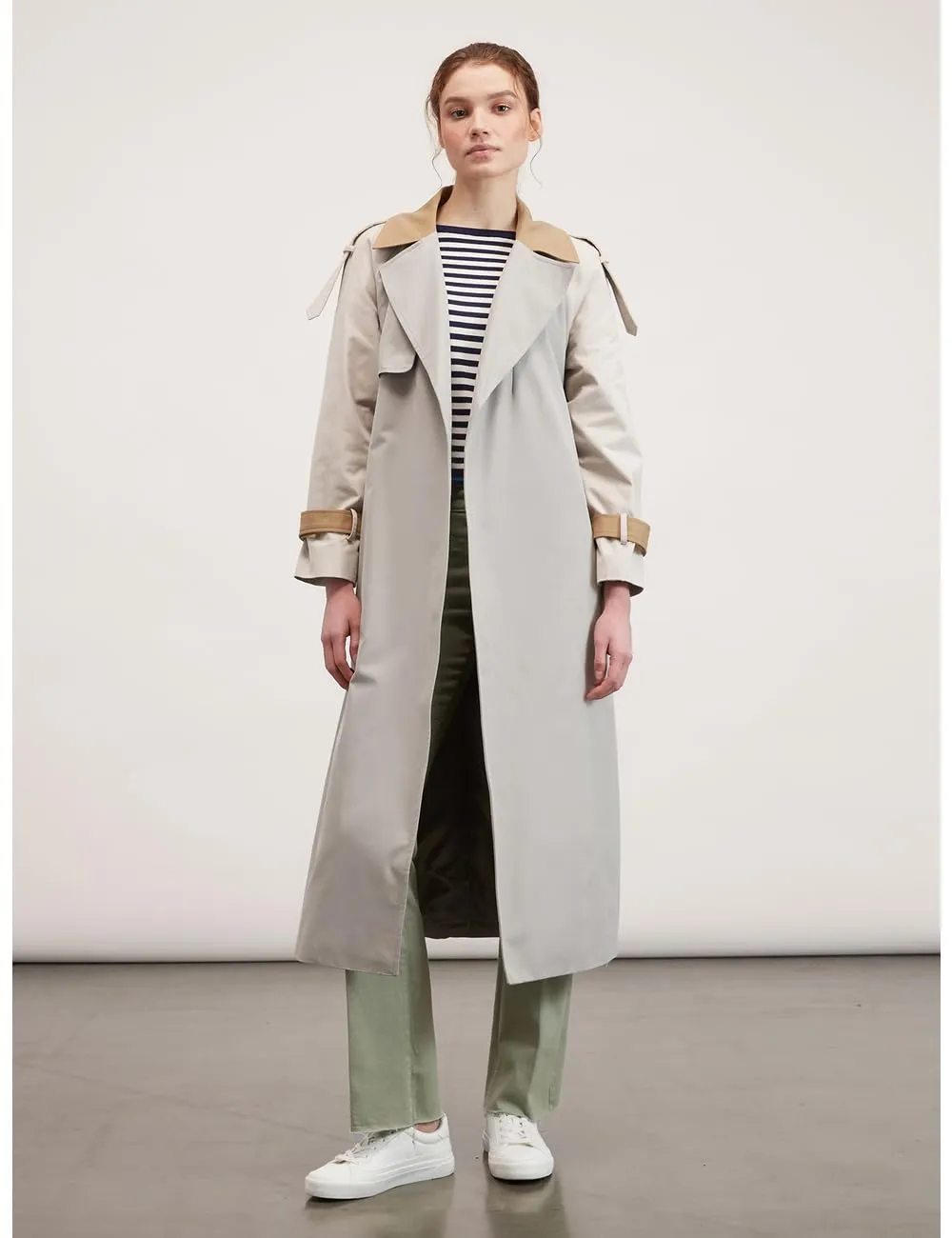 Motivi Zweireihiger Trenchcoat lang mit Gürtel