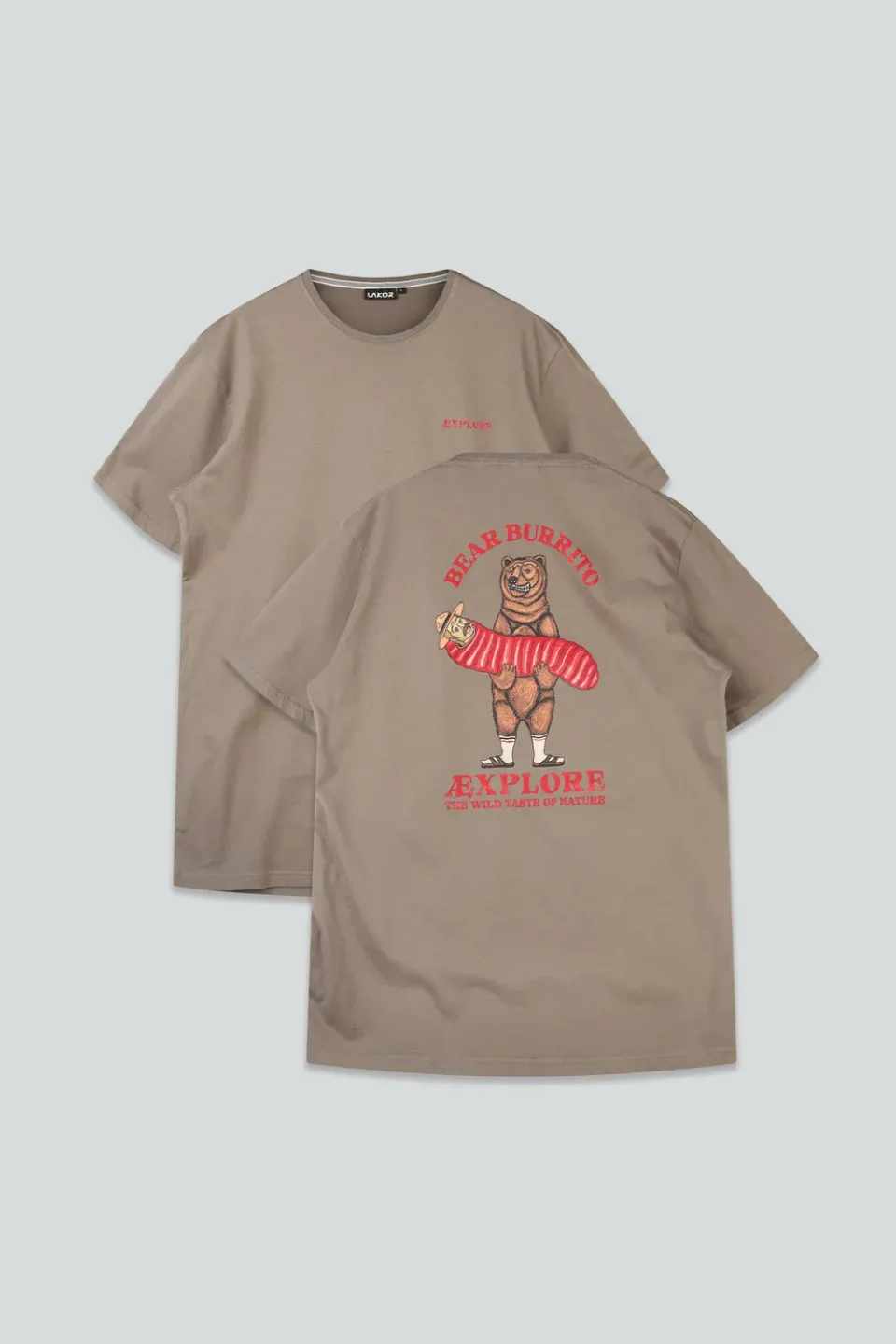 LAKOR Bear Burrito T-Shirt Morel Bio-Baumwolle