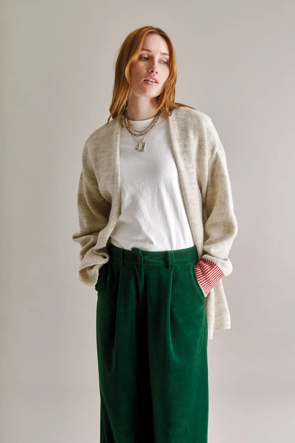 KOMODO AMELIA Strickjacke Natural Gr. 42 aus Lammwolle