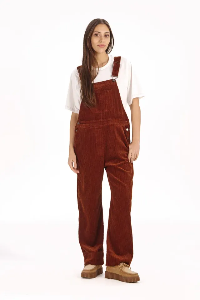 KOMODO LENI Latzhose Chestnut Cord Bio-Baumwolle