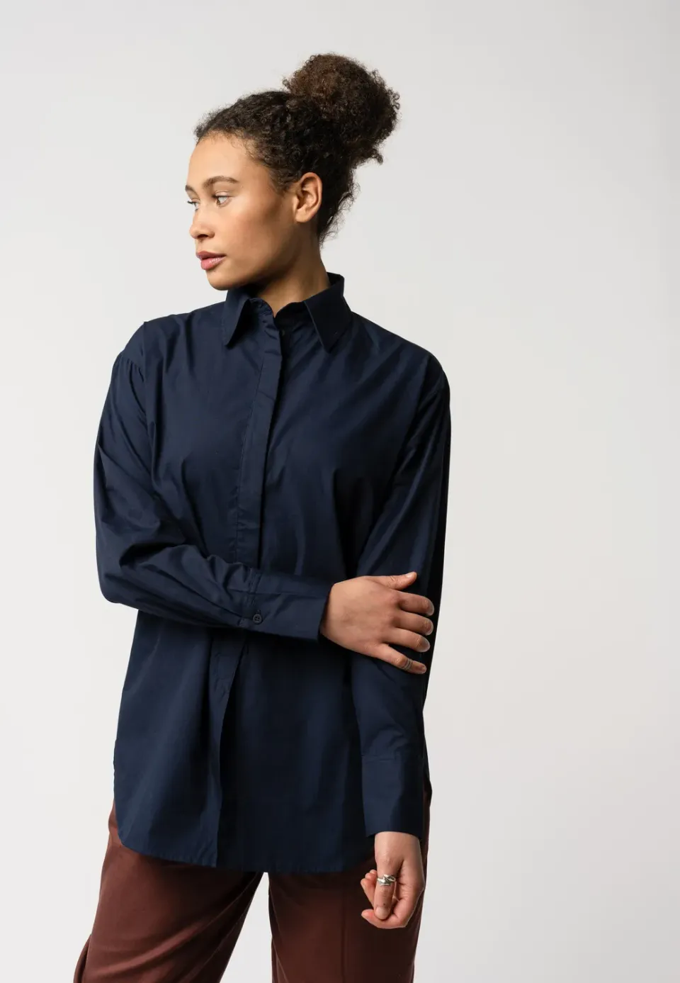 MELA Style TANU Bluse navy M aus Bio-Baumwolle