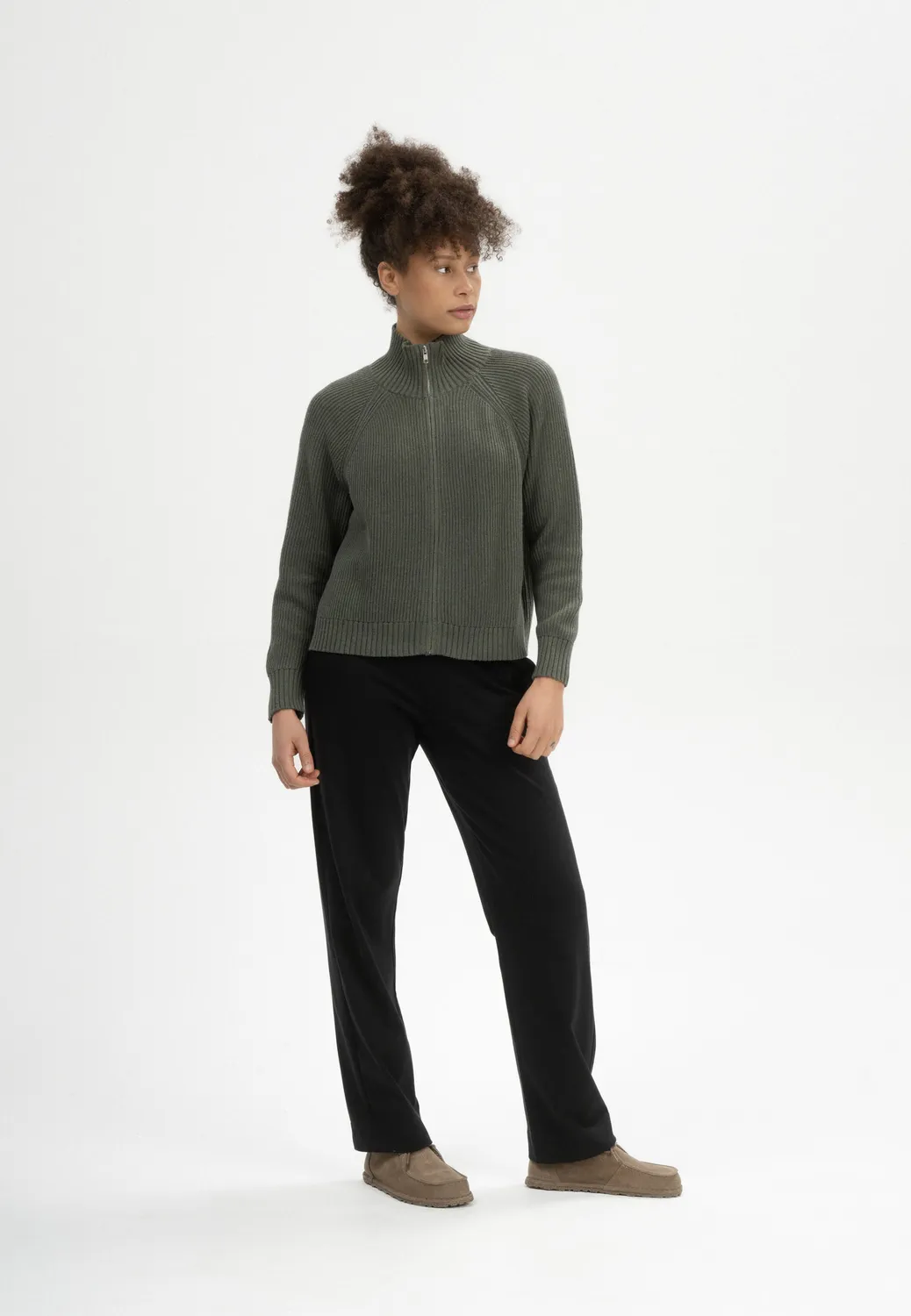 MELA KAMUKA Rippstrick-Jacke schwarz Baumwolle