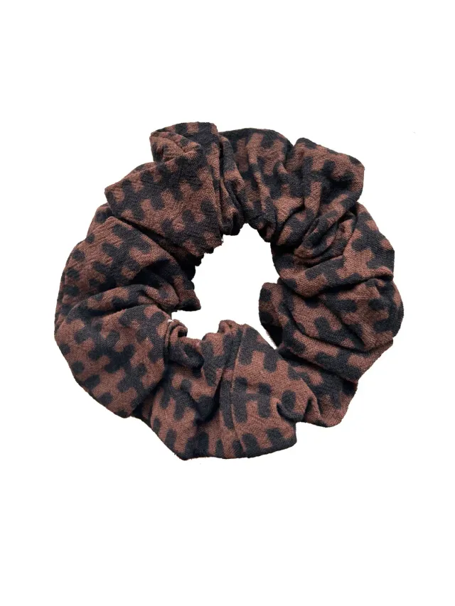Komodo Scrunchy Haargummi Bolt Print Braun Bio-Baumwolle