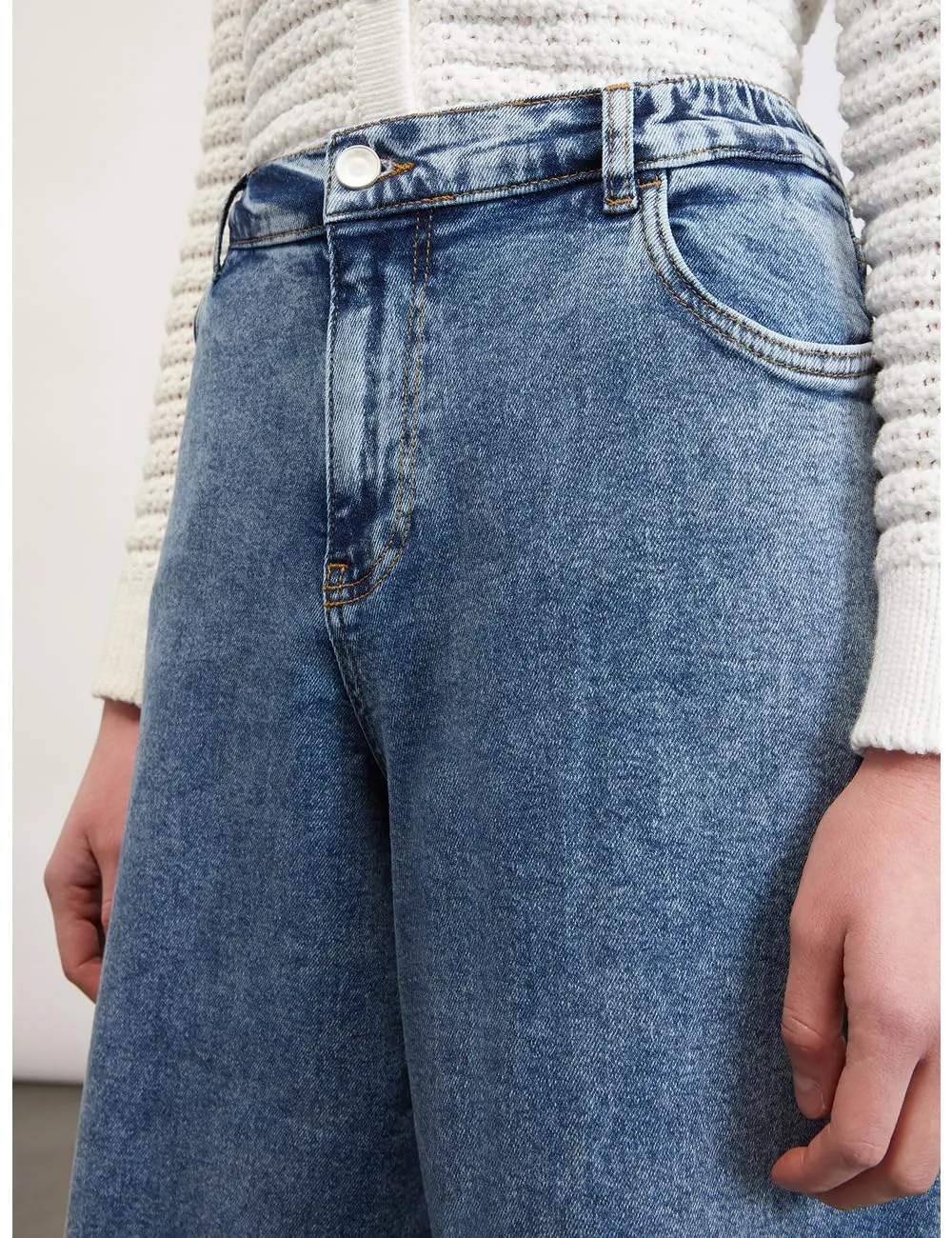 Motivi Palazzo-Jeans Denim mittelblau Five-Pocket