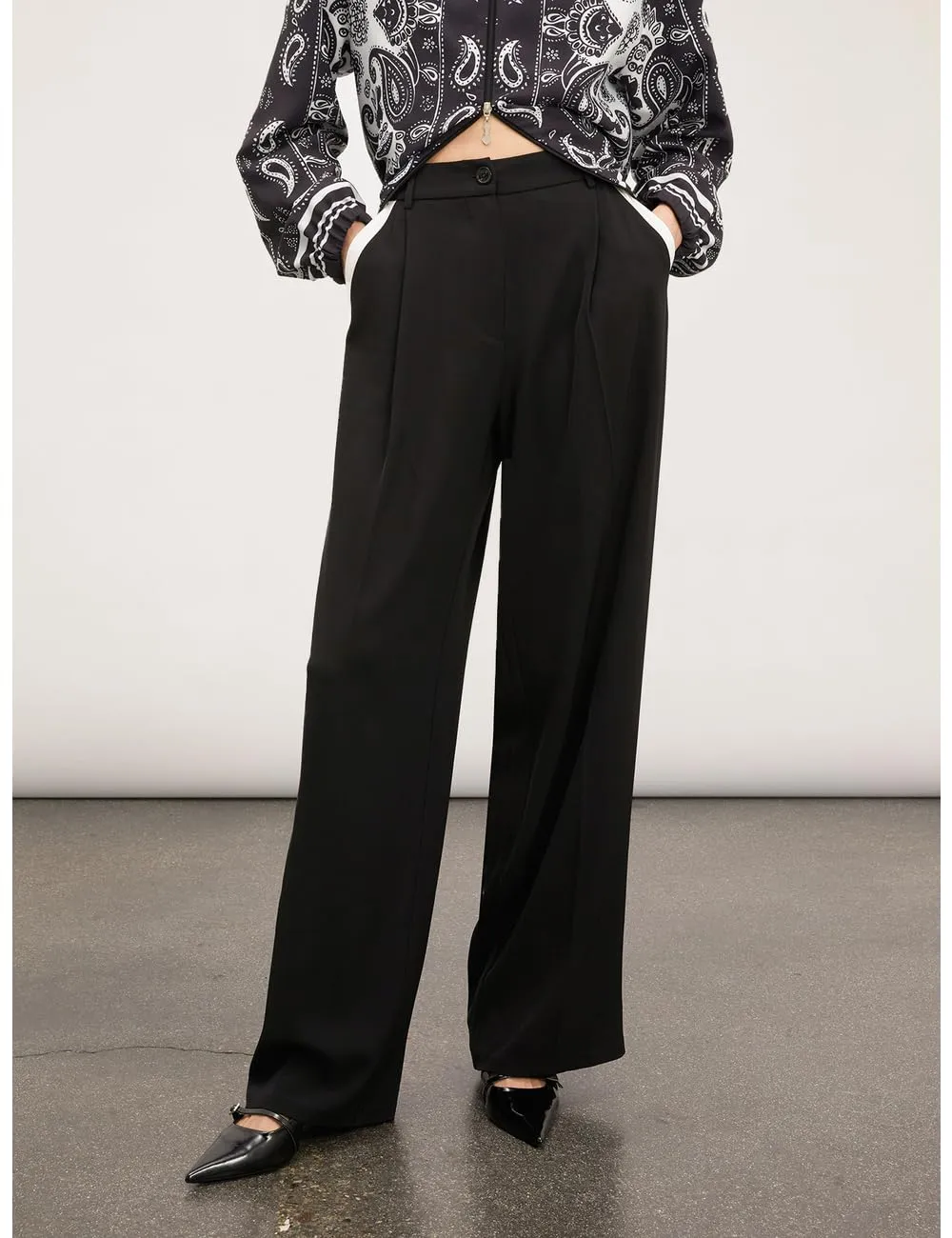 Motivi Seitenstreifen Hose hohe Taille Kontraststreifen